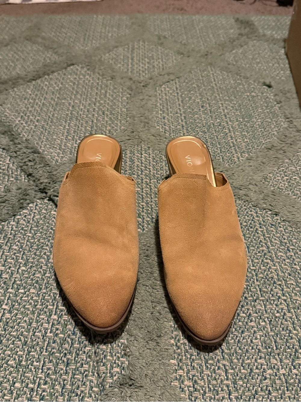 Vionic Tan Suede Pointed-Toe Slip-On Mules